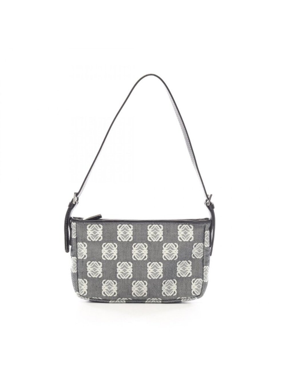 Loewe Shoulder Bag Anagram Black White Navy Canvas Leather